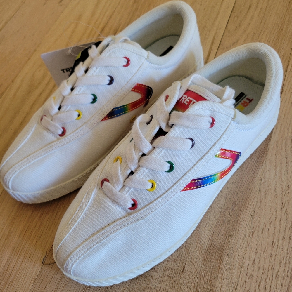 Tretorn Kids Sneakers - White with Rainbow Accents